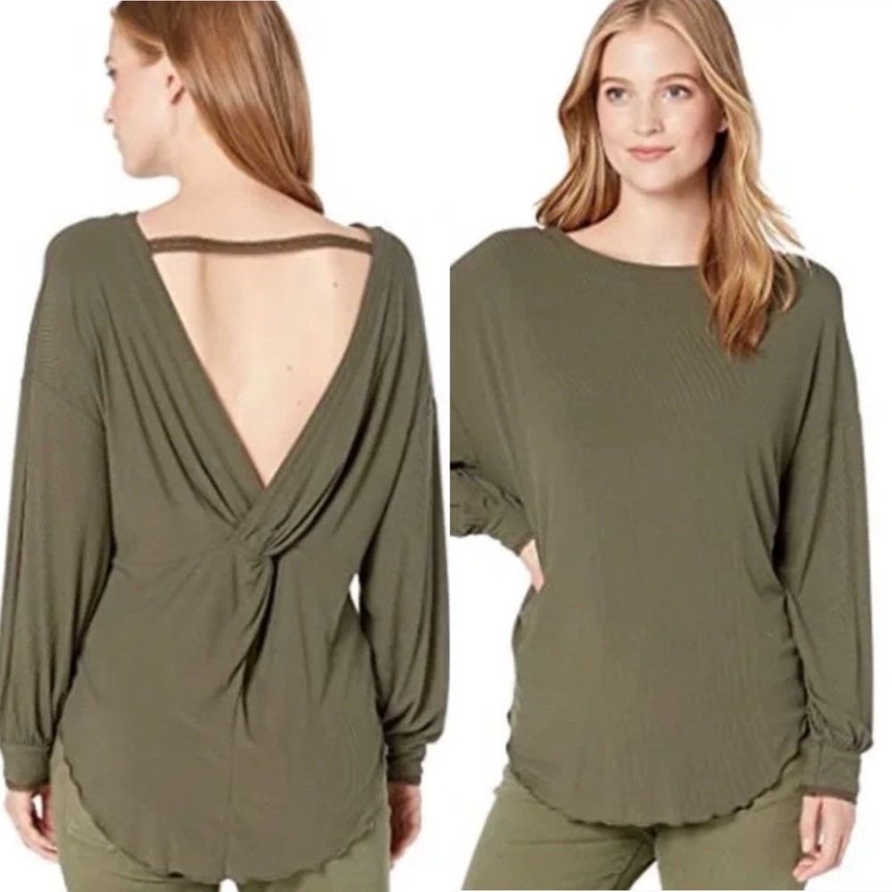 Free People Shimmy Shake Top Army Low‎ Open Back